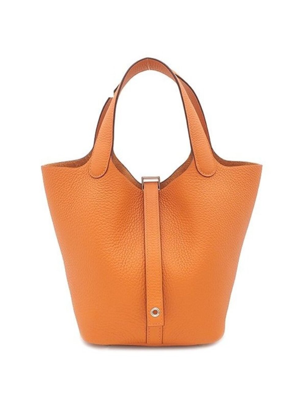 Hermes Handbag Picotin Lock 18 PM Taurillon Clemence Orange Silver